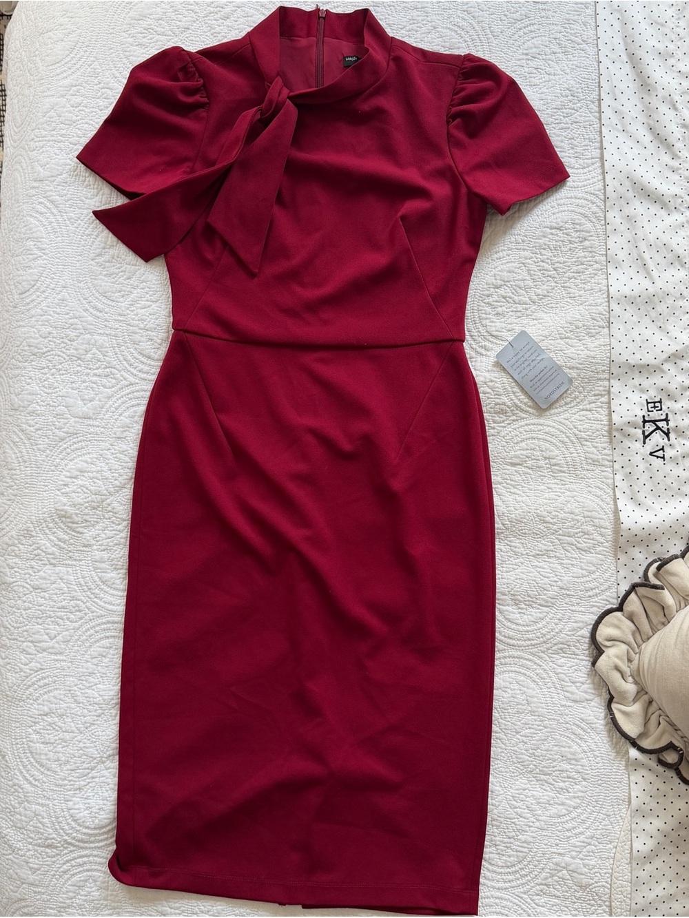 Maggy London Wine Tie-Neck Sheath Dress